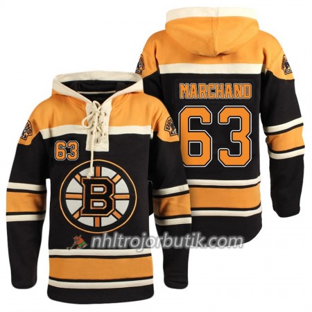 Män Ishockey Boston Bruins Brad Marchand 63 Svart Sawyer Hooded Sweatshirt